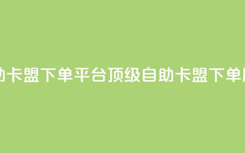 自助卡盟下单平台:顶级自助卡盟下单服务 第1张 自助卡盟下单平台:顶级自助卡盟下单服务 第1张