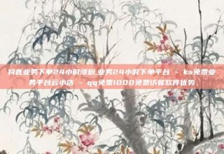抖音业务下单24小时涨粉,业务24小时下单平台 - ks免费业务平台云小店 - qq免费1000免费访客软件优势