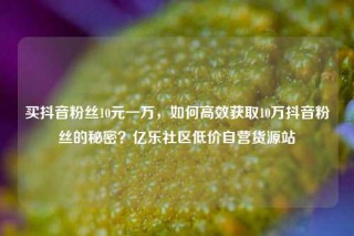 买抖音粉丝10元一万，如何高效获取10万抖音粉丝的秘密？亿乐社区低价自营货源站