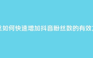 抖音充粉丝 - 如何快速增加抖音粉丝数的有效方法。