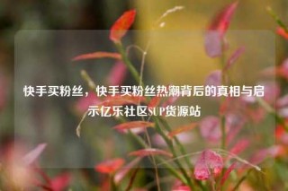 快手买粉丝，快手买粉丝热潮背后的真相与启示亿乐社区SUP货源站