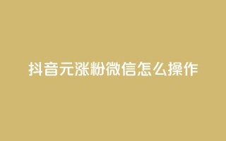抖音1元涨粉1000，微信怎么操作？