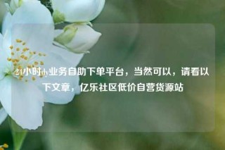 24小时dy业务自助下单平台，当然可以，请看以下文章，亿乐社区低价自营货源站