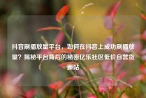 抖音刷播放量平台，如何在抖音上成功刷播放量？揭秘平台背后的秘密亿乐社区低价自营货源站