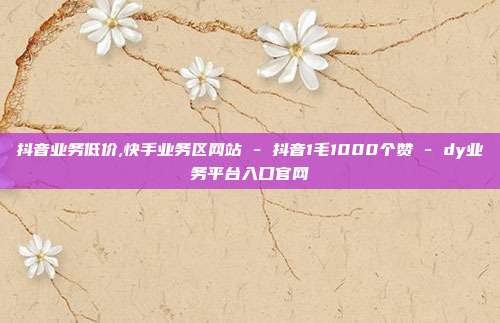 抖音业务低价,快手业务区网站 - 抖音1毛1000个赞 dy业务平台入口官网  第1张