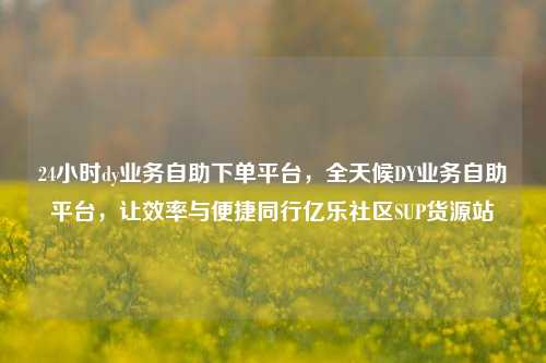 24小时dy业务自助下单平台，全天候DY业务自助平台，让效率与便捷同行亿乐社区SUP货源站  第1张